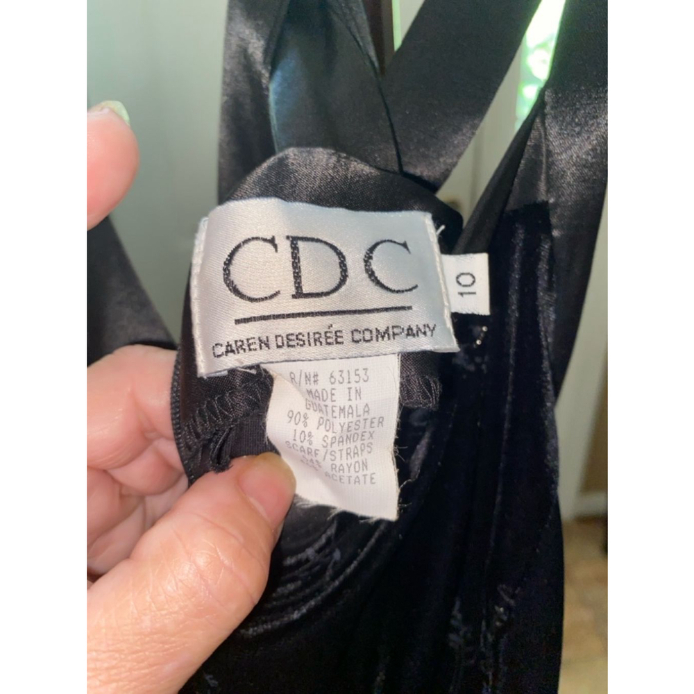 Women's CDC vintage Black Velvet Floral Maxi Dress Size 10 - Picture 2 of 7